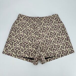 J.Crew Trouser Shorts Metallic Gold Leopard Jacquard High Waist Side Zip Size 12